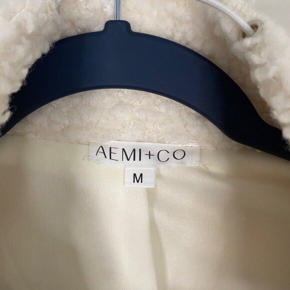 AEMI + Co Doro Denim Jacket Sherpa washed denim Size M Boutiques Boho Relaxed Fi - Picture 5 of 13